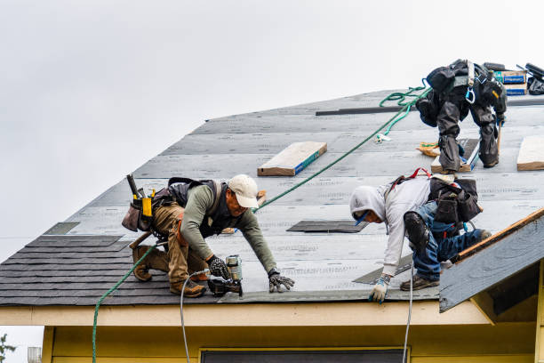 Professional Gutter Installation technician working in Peterboro, NY